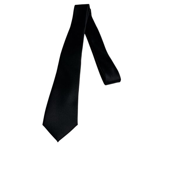 Egara Black Solid Polyester Tie Mens Formal Wear Accessory - Picture 3 of 5